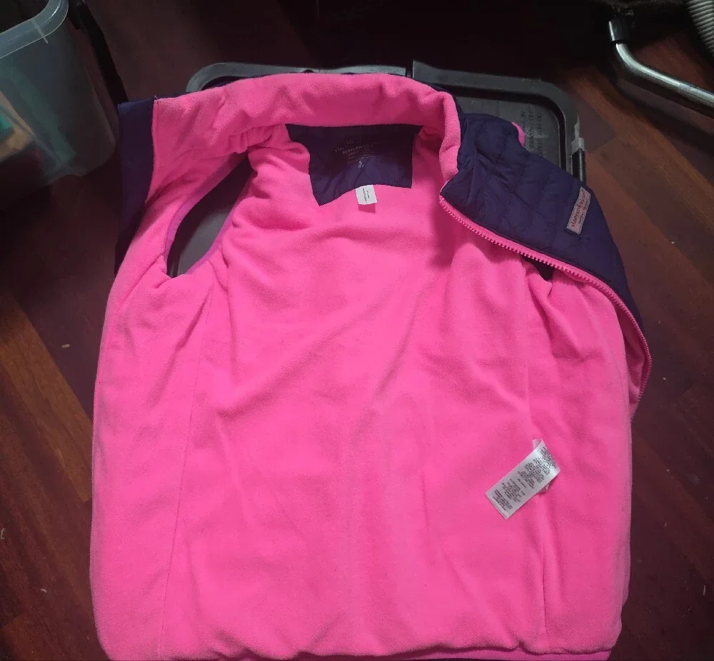 Vineyard Vines Navy Vest with Pink Trim